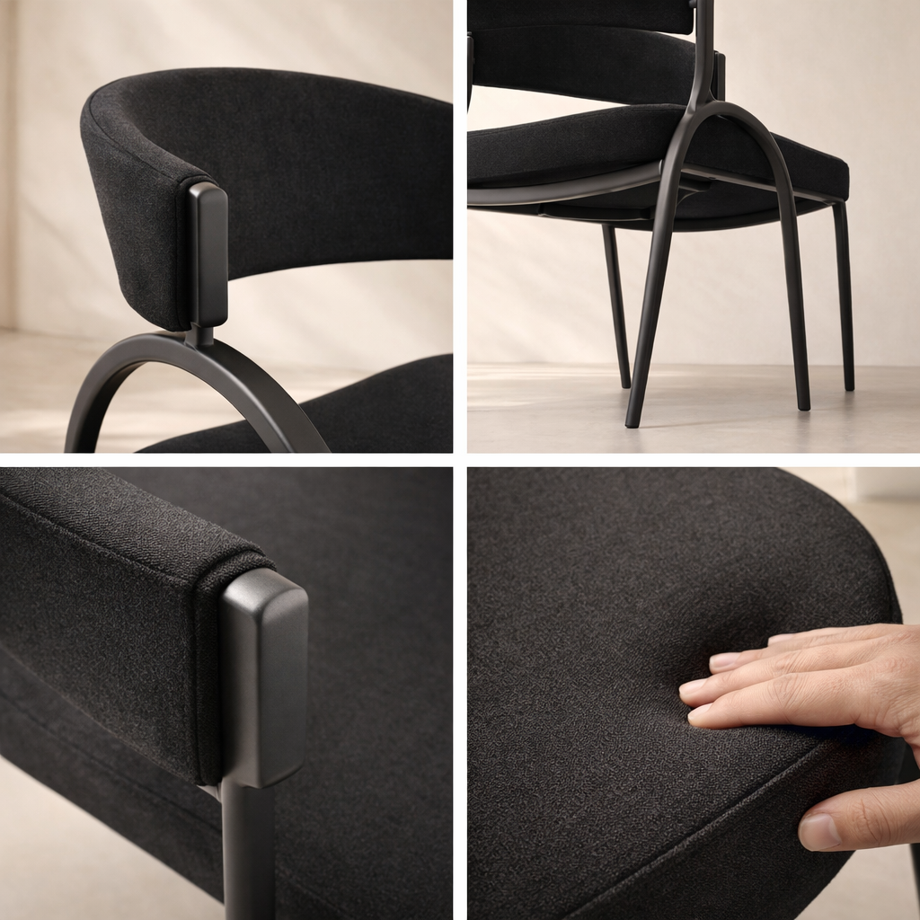 Privet Linen Textured Fabric Upholstered Dining Chair (set of 2)