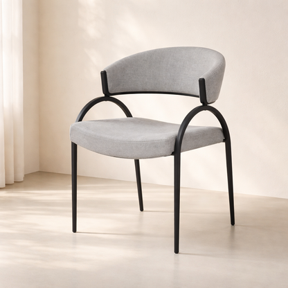 Privet Linen Textured Fabric Upholstered Dining Chair (set of 2)