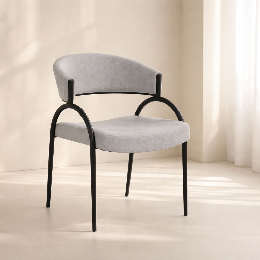 Privet Linen Textured Fabric Upholstered Dining Chair (set of 2)