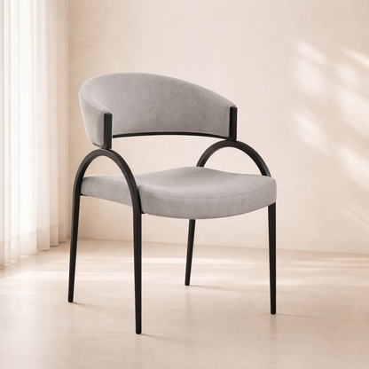 Privet Linen Textured Fabric Upholstered Dining Chair (set of 2)