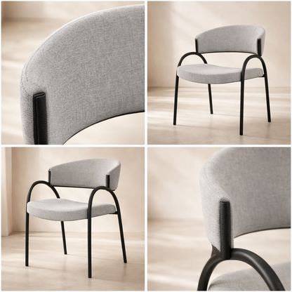 Privet Linen Textured Fabric Upholstered Dining Chair (set of 2)