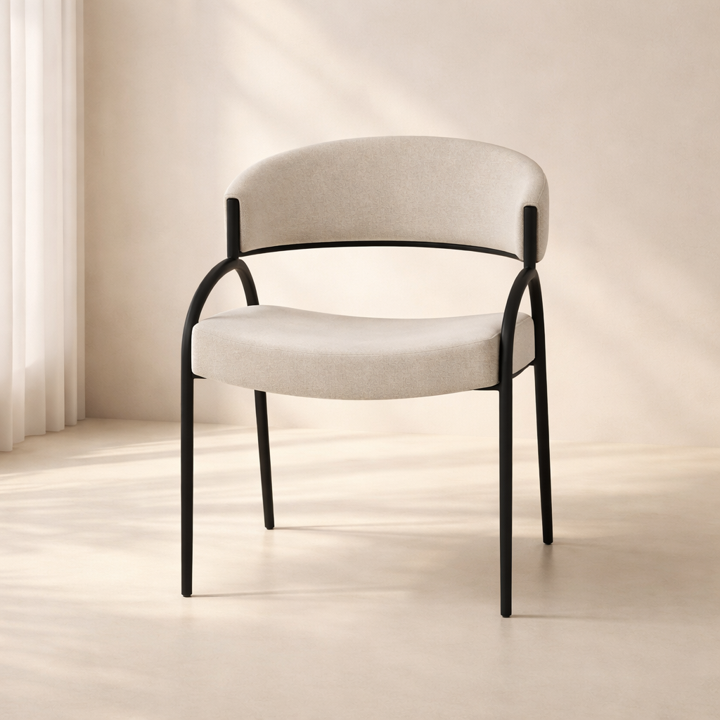 Privet Linen Textured Fabric Upholstered Dining Chair (set of 2)