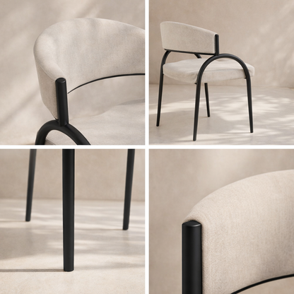 Privet Linen Textured Fabric Upholstered Dining Chair (set of 2)