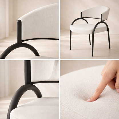 Privet Linen Textured Fabric Upholstered Dining Chair (set of 2)