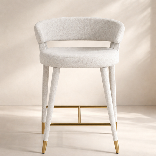 Destiny Boucle Fabric Upholstered Stool