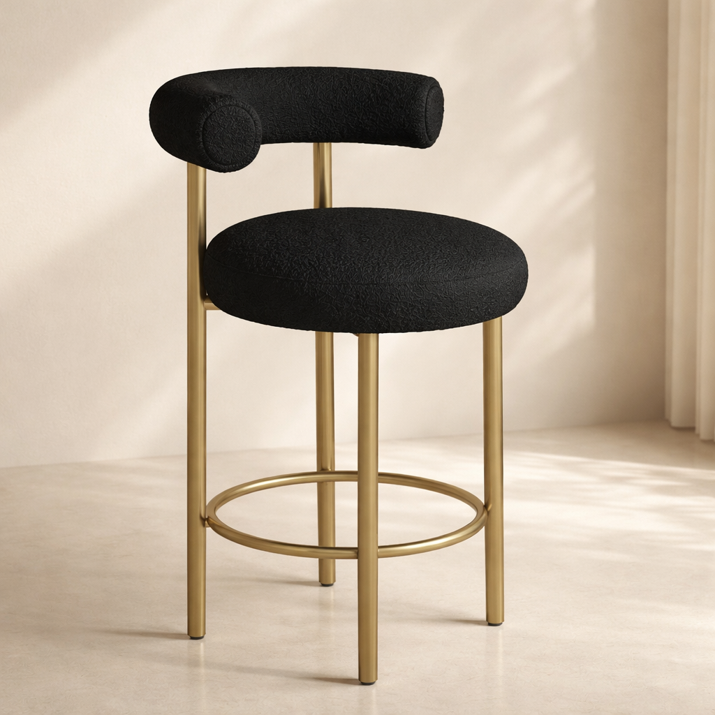 Bordeaux Boucle Fabric Upholstered Stool (set of 2)