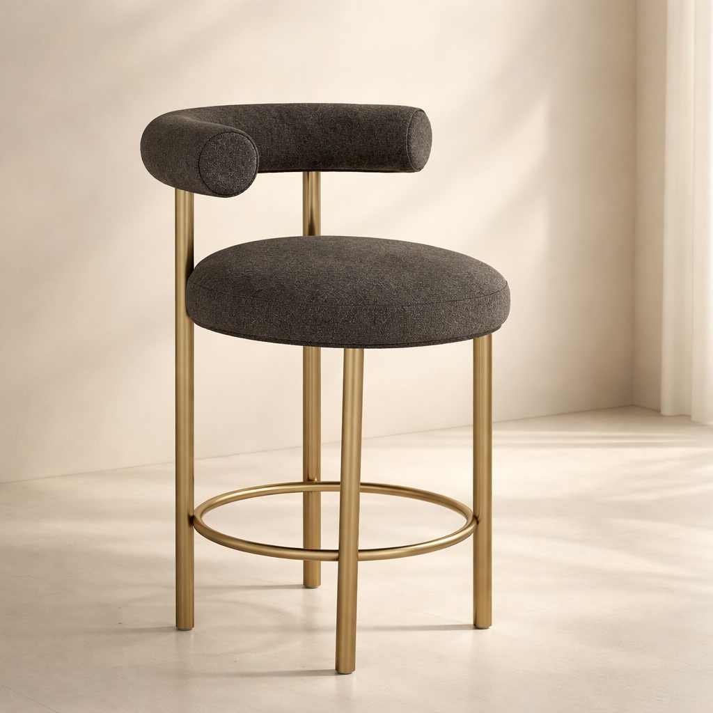 Bordeaux Boucle Fabric Upholstered Stool (set of 2)