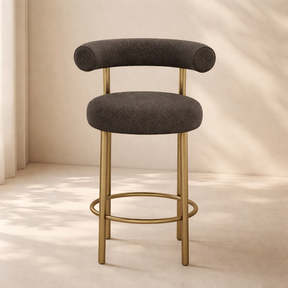 Bordeaux Boucle Fabric Upholstered Stool (set of 2)