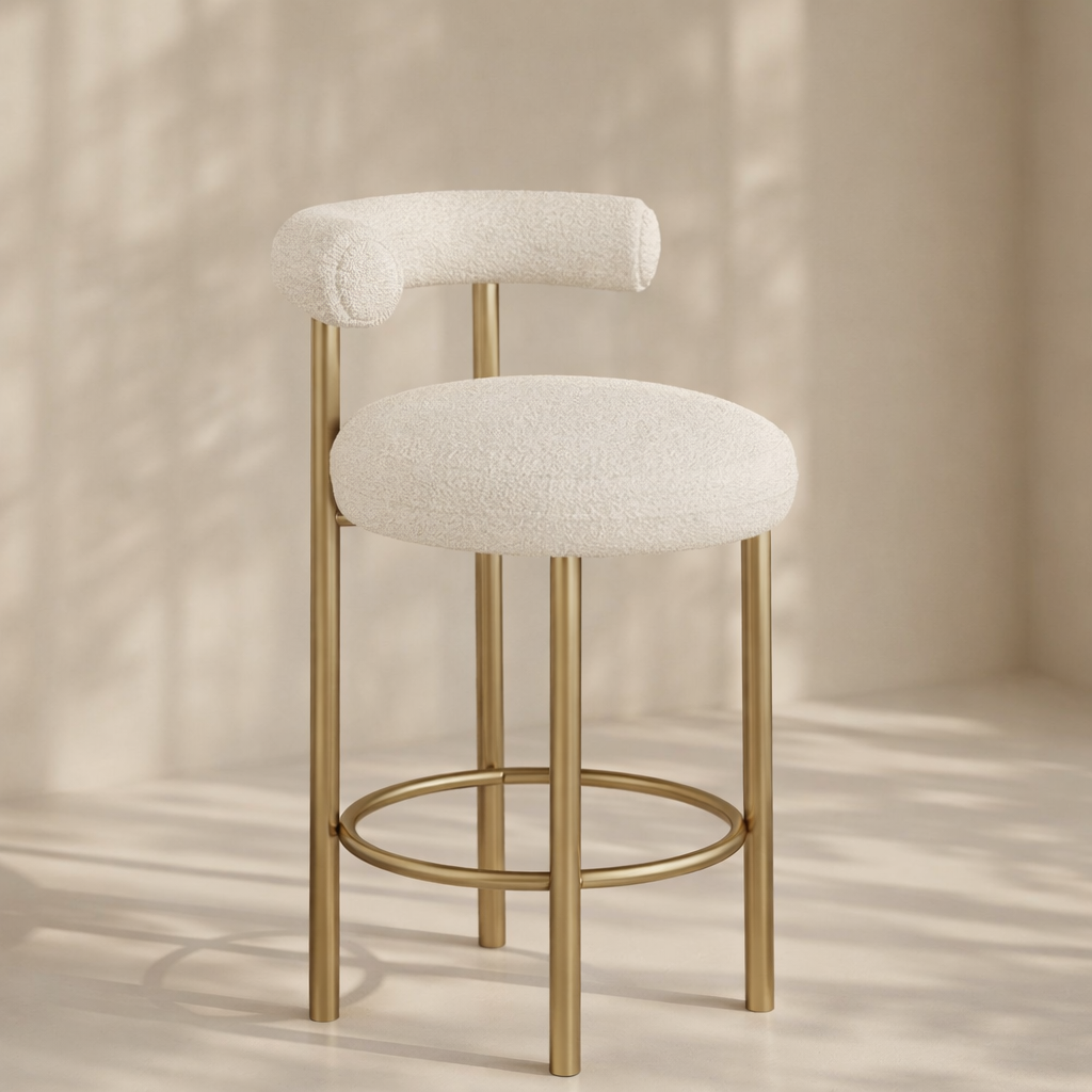 Bordeaux Boucle Fabric Upholstered Stool (set of 2)