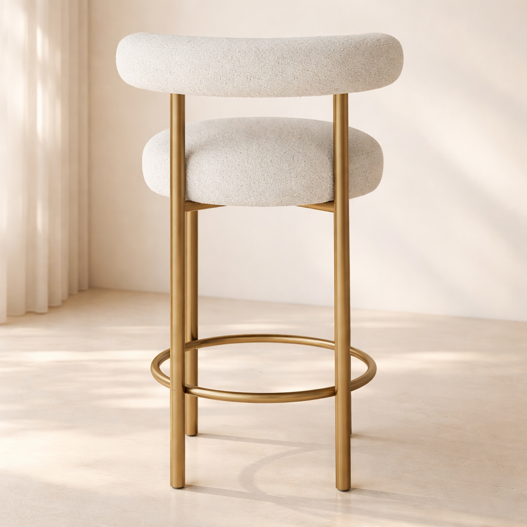 Bordeaux Boucle Fabric Upholstered Stool (set of 2)