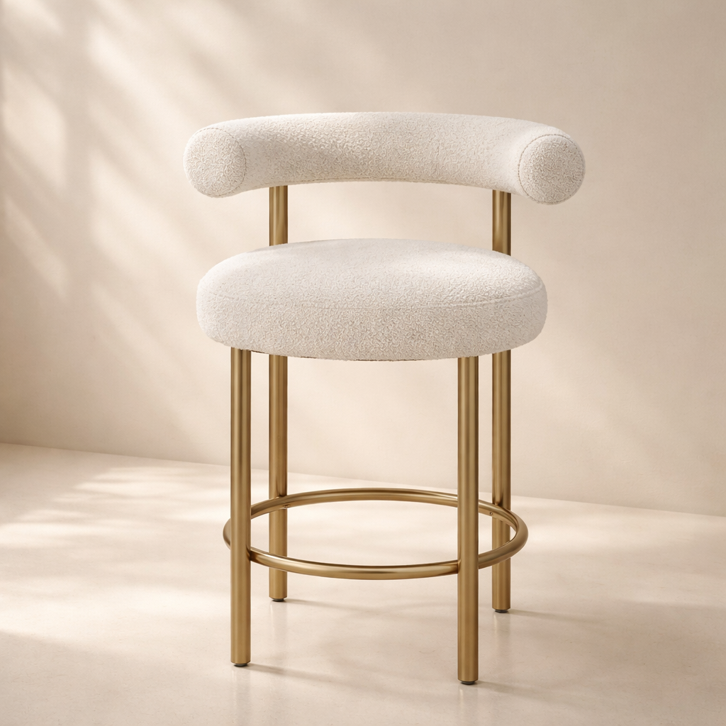 Bordeaux Boucle Fabric Upholstered Stool (set of 2)