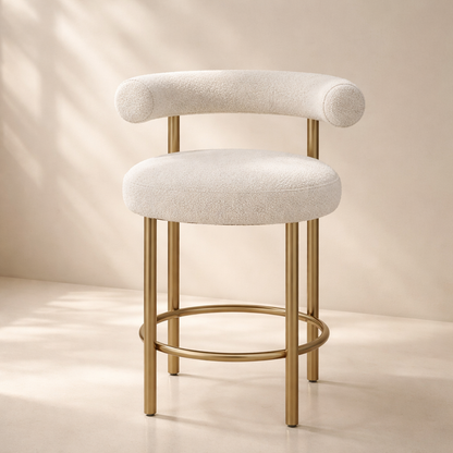 Bordeaux Boucle Fabric Upholstered Stool (set of 2)