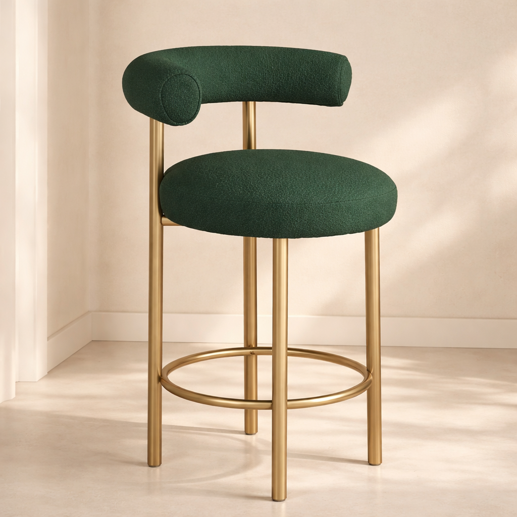 Bordeaux Boucle Fabric Upholstered Stool (set of 2)